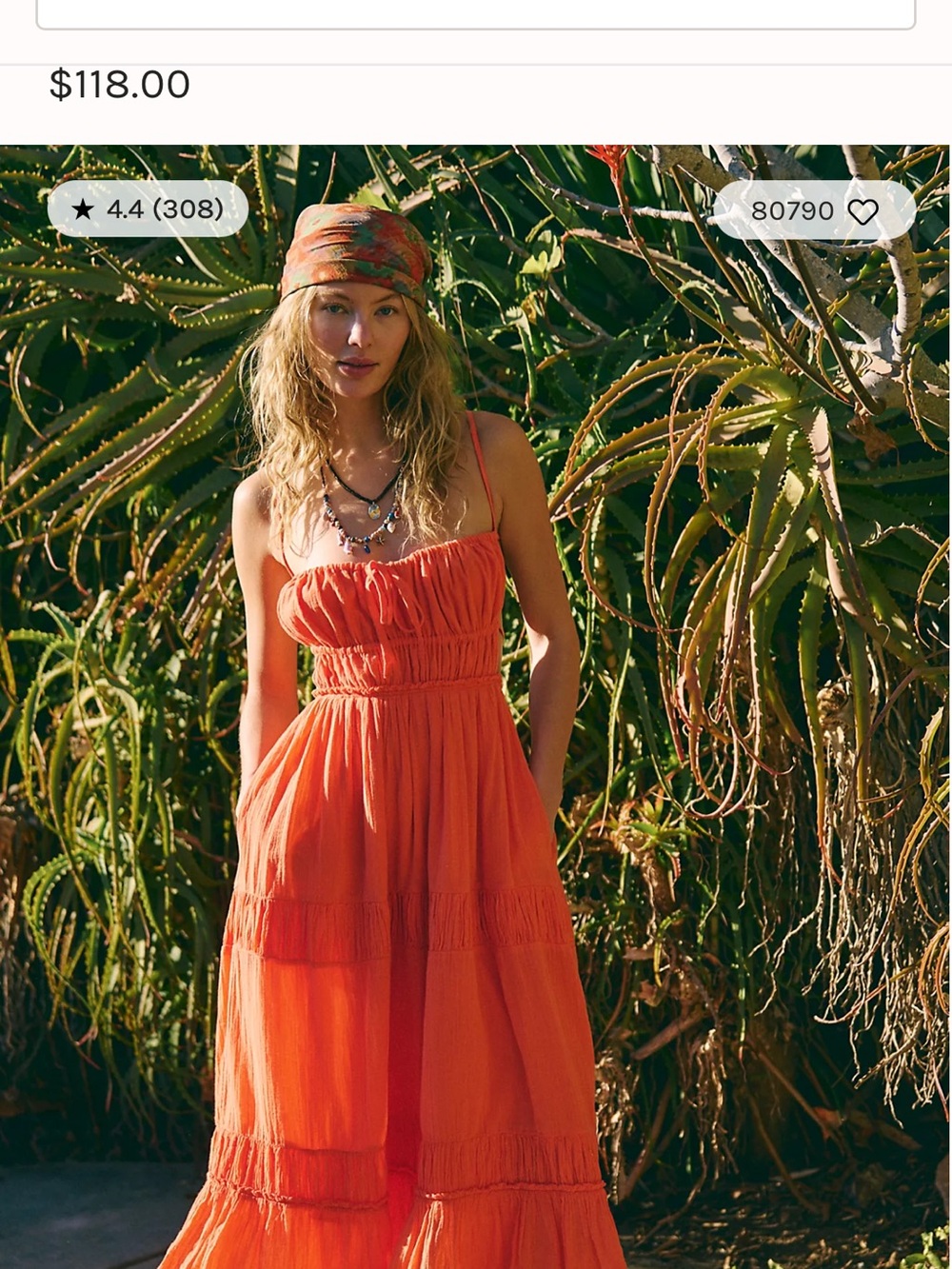 Free People Orange Tiered Maxi Sundress